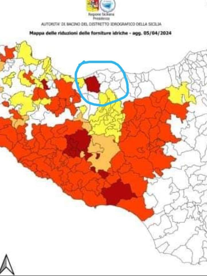 Collesano mappa riduzioni acqua